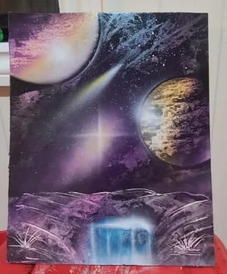 Purple galaxy planet art