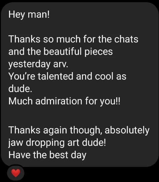 Orange and yellow planet art testimonial Brisbane