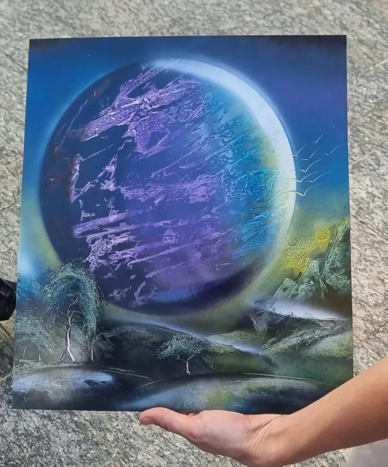 Purple planet close view